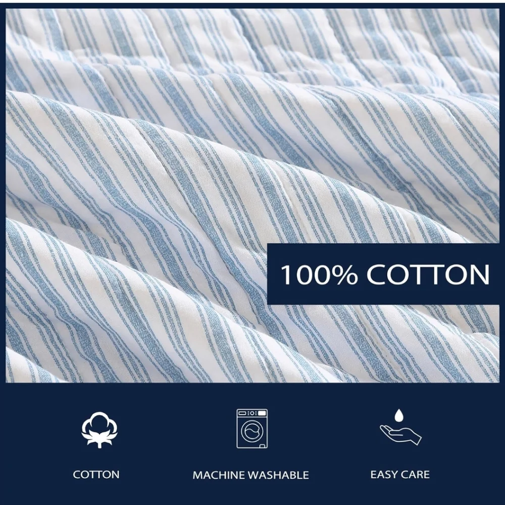Nautica - Twin Quilt Set, Reversible Cotton Bedding with Matching Sham, Casual